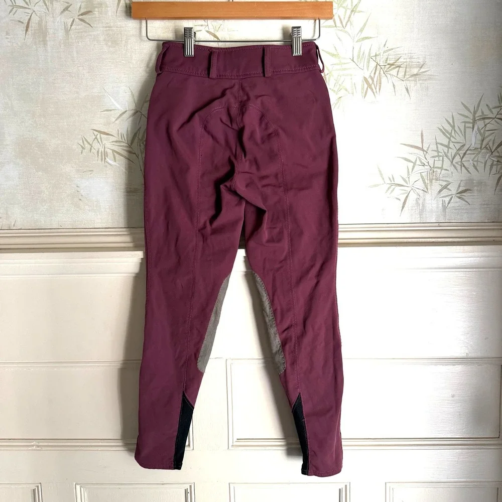 Kids R.J. Classics Avery Breeches Riding Pants Burgundy Youth Knee Patch 10R